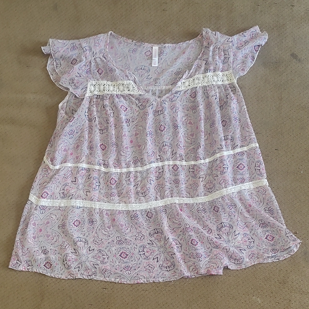 Xhilaration Pink Patterned Kids Blouse